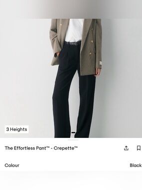 Aritzia The Effortless Pant in Crepette - Black - Size 14